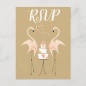 Flamingo Wedding RSVP briefkaart Portret (Voorkant)