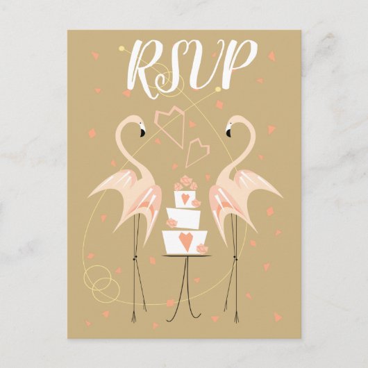 Flamingo Wedding RSVP briefkaart Portret (Voorkant)