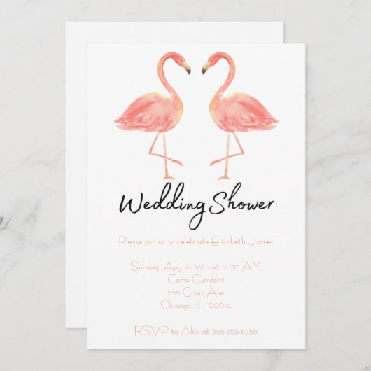 Flamingo Wedding Shower Kaart (Voorkant / Achterkant)