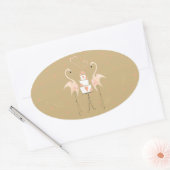 Flamingo Wedding sticker oval (Envelop)