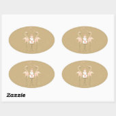 Flamingo Wedding sticker oval (Vel)