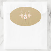 Flamingo Wedding sticker oval (Tas)