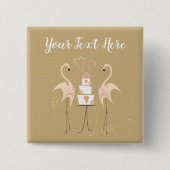 Flamingo Wedding Text Square Button (Voorkant)