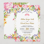 Flamingo Wedding Tropische Bloemen Palm Bladeren G Kaart (Voorkant / Achterkant)