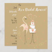 Flamingo Wedding Vrijgezellenfeest portret uitnodi Kaart (Voorkant / Achterkant)