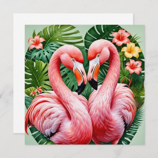 Flamingo wenskaart kaart (Voorkant / Achterkant)