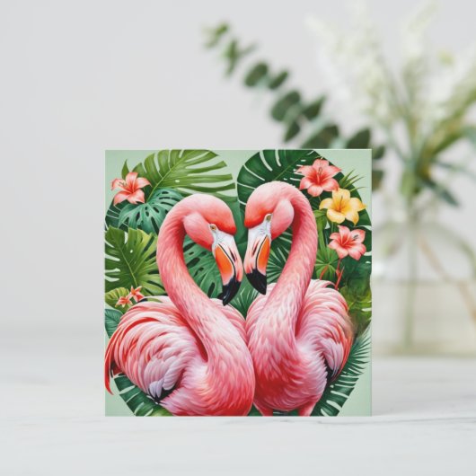 Flamingo wenskaart kaart (Staand voorkant)