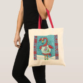 FLAMINGO WHITE CHRISTMAS SNOWGLOBE BUDGET CANVAS T TOTE BAG (Voorkant (product))