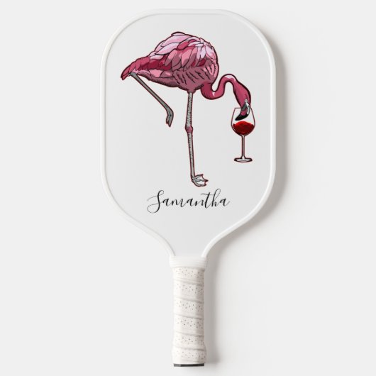 Flamingo Wijn Drinkende Vogel Custom Pickleball Paddle (Voorkant)