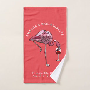 Flamingo wijn drinker vrijgezellenfeest aangepast handdoek