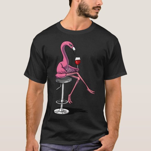 Flamingo Wijn Feest T-shirt (Voorkant)