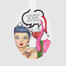 Flamingo Wijn Pop Art Ornament #holidayZ