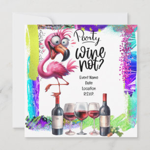 Flamingo Wijnliefhebber Verjaardagsfeest Save The Date