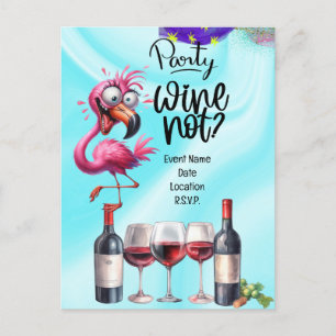 Flamingo Wijnliefhebber Verjaardagsfeestje Briefkaart