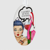Flamingo Wine Pop Art Ornament (voorkant)