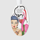 Flamingo Wine Pop Art Ornament (voorkant)