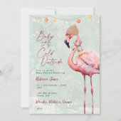 Flamingo Winter baby shower Kaart (Voorkant)