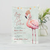 Flamingo Winter baby shower Kaart (Staand voorkant)