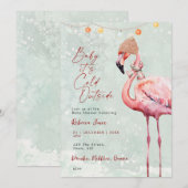 Flamingo Winter baby shower Kaart (Voorkant / Achterkant)