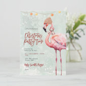 Flamingo Winter Kerstfeest uitnodiging (Staand voorkant)