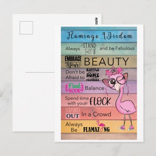 FLAMINGO WISDOM-Briefkaart Briefkaart (Voorkant / Achterkant)