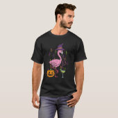 Flamingo Witch Happy Halloween Funny Costume Bird  T-shirt (Voorkant volledig)