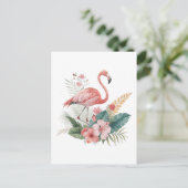 Flamingo With Flowers Briefkaart (Staand voorkant)