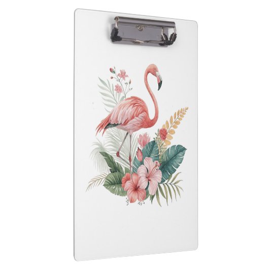 Flamingo With Flowers Klembord (Rechts)