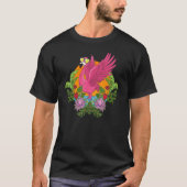 Flamingo With Glasses Love Shape Tropical T-shirt (Voorkant)