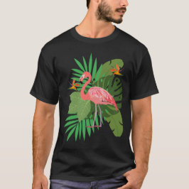 Flamingo with leaves t-shirt