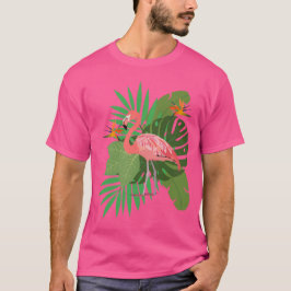 Flamingo with leaves t-shirt