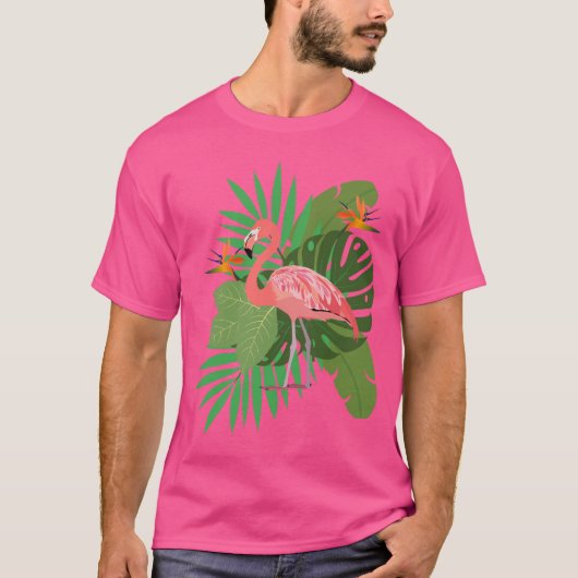 Flamingo with leaves t-shirt (Voorkant)