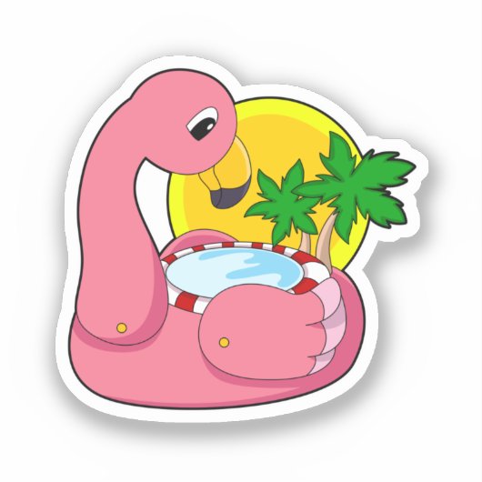 Flamingo with Pool Sticker (Voorkant)
