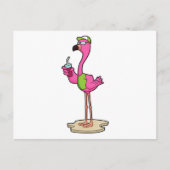 Flamingo with Sunglasses & Cap Briefkaart (Voorkant)