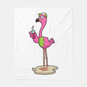 Flamingo with Sunglasses & Cap Fleece Deken (Voorkant)