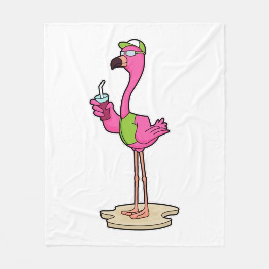 Flamingo with Sunglasses & Cap Fleece Deken (Voorkant)