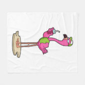 Flamingo with Sunglasses & Cap Fleece Deken (Voorkant (Horizontaal))
