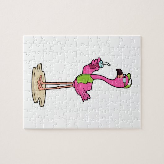 Flamingo with Sunglasses & Cap Legpuzzel (Horizontaal)