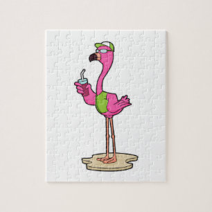 Flamingo with Sunglasses & Cap Legpuzzel