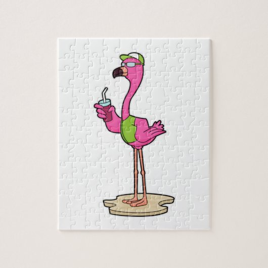 Flamingo with Sunglasses & Cap Legpuzzel (Verticaal)