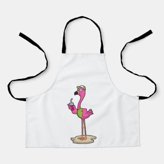 Flamingo with Sunglasses & Cap Schort (Voorkant)