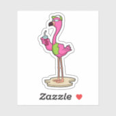 Flamingo with Sunglasses & Cap Sticker (Vel)
