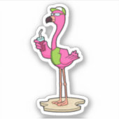 Flamingo with Sunglasses & Cap Sticker (Voorkant)