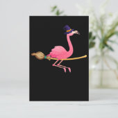 Flamingo Womens Funny Flamingo Witch Halloween Bedankkaart (Staand voorkant)