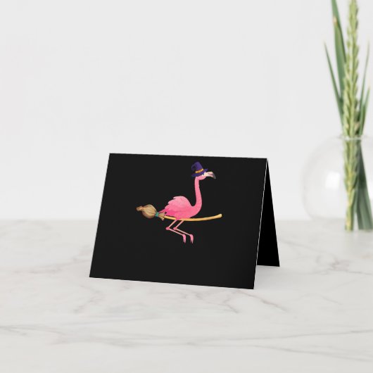 Flamingo Womens Funny Flamingo Witch Halloween Bedankkaart (Voorkant)