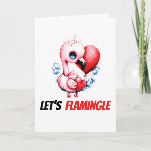 Flamingo woordspeling | Schattigee baby flamingo f Feestdagen Kaart (Voorkant)