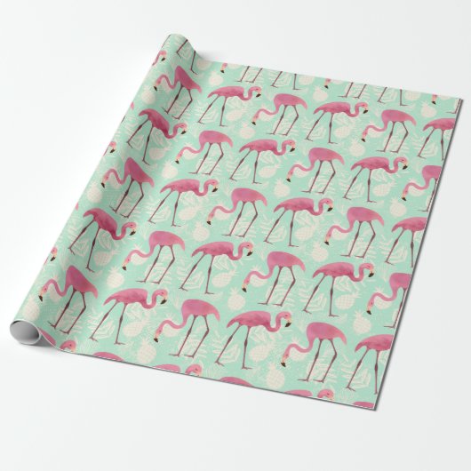 Flamingo Wrapping Paper Cadeaupapier (Uitgerold)
