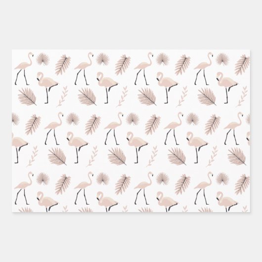 Flamingo Wrapping Paper Flat Sheet Set van 3 (Voorkant 2)