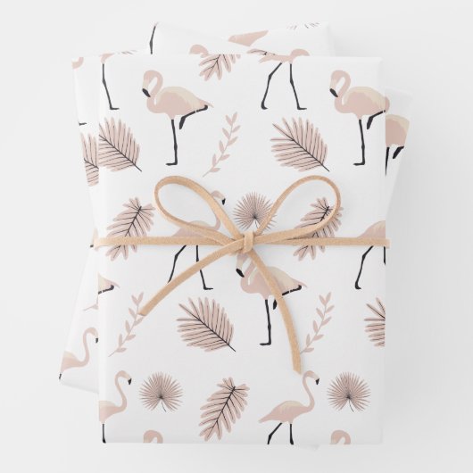 Flamingo Wrapping Paper Flat Sheet Set van 3 (In situ)