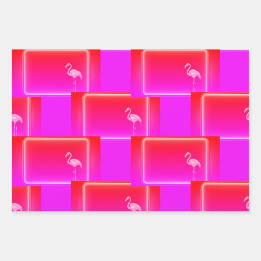 Flamingo Wrapping Paper Flat Sheet Set van 3 (Voorkant 2)